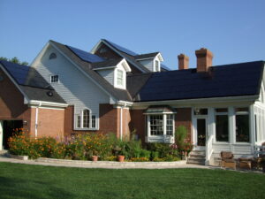 Red brick home with sunpower solar maodules in Cincinnati Ohio